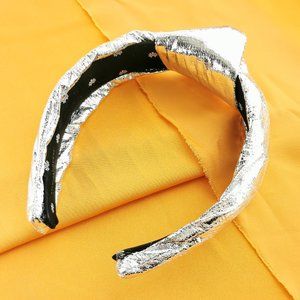 Lele Sadoughi Faux Leather Headband Silver
